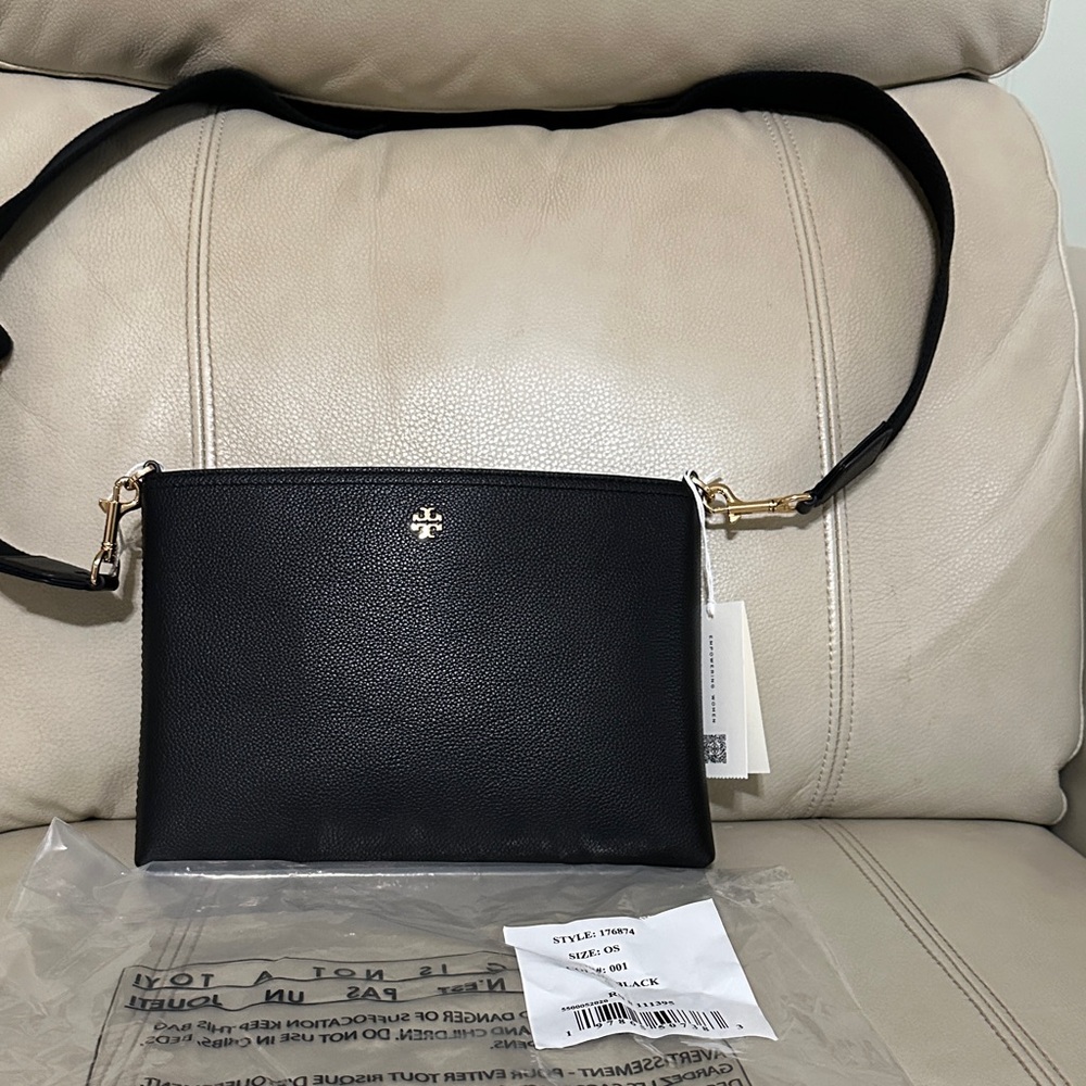 Tory Burch Black Crossbody Bag with Gold Accents